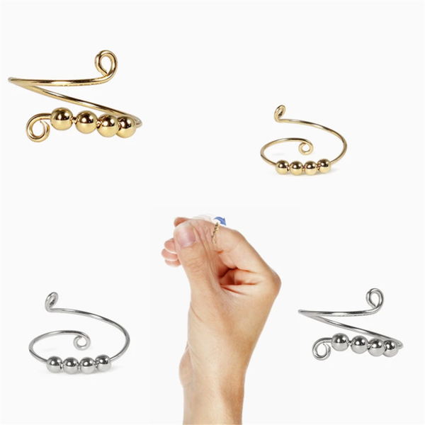 

fidget beads fidget ring spinner single coil spiral fidget ring beads rotate y anti stress anxiety ring toy for girl women