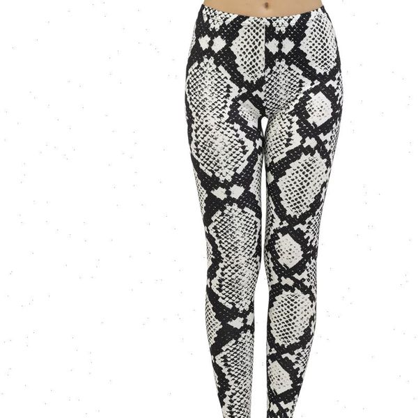 

leggins mujer black and women legging white snake skin printing fitness woman flexible pants workout leggings