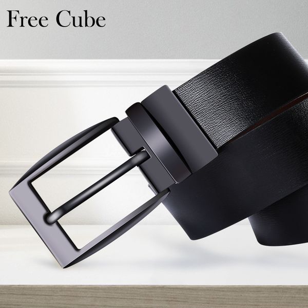 

new type pin buckle belt men's double sided universal casual pants leather for middle-aged and young people, Black;brown