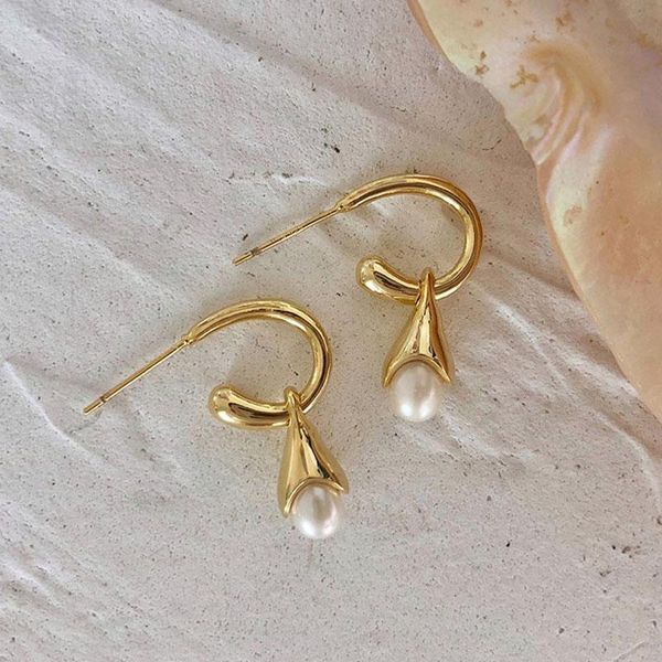 

baroque natural pearl earrings for women drop earring minimalist fine jewelry dangle & chandelier, Silver