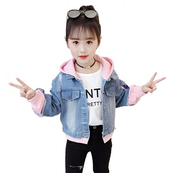 

girls denim jacket coat patchwork casual style kids s spring autumn clothes 6 8 10 12 14 210527, Blue;gray