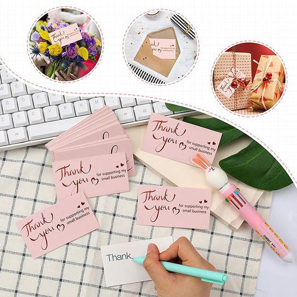 

greeting cards 30/50pcs pink thank you card for your order praise labels small businesses decor shop gift packet