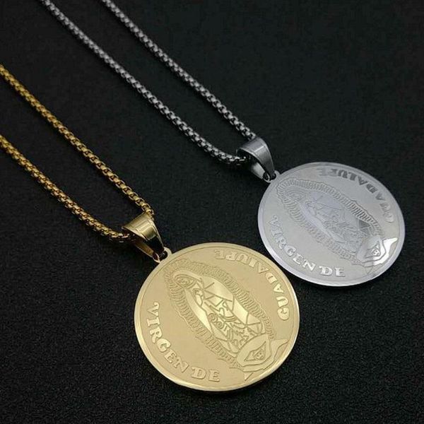 

pendant necklaces titanium steel double-sided design madonna necklace, Silver