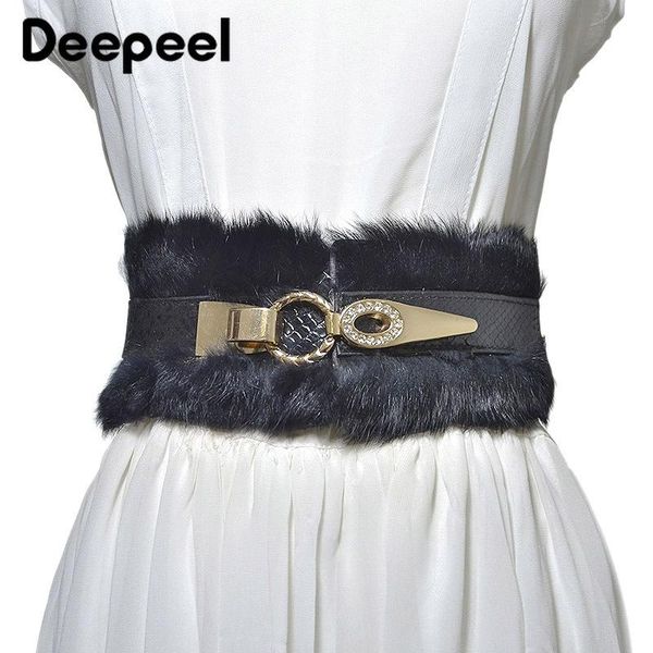 

belts deepeel 1pc 6*60cm women rex hair cummerbunds female elastic decorative corset belt fashion clothing accessory, Black;brown