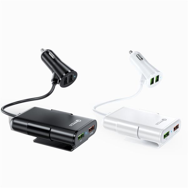 4 Port USB Auto Ladegerät Schnellladung QC3.0 5,6 ft Verlängerungskabel Für iPhone 13 Xiaomi Huawei Handy Fahren Recorder Schnellladung