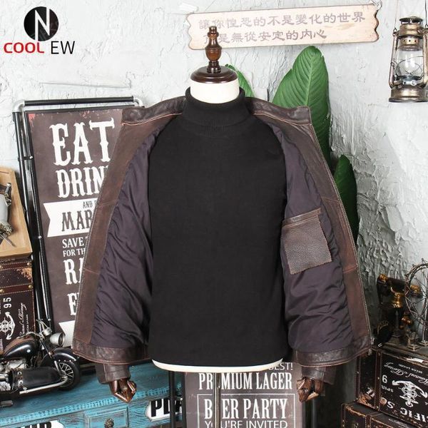 

men's leather & faux 2021 vintage brown skulls motorcycle style jacket men plus size xxxxl genuine cowhide spring slim fit biker's, Black