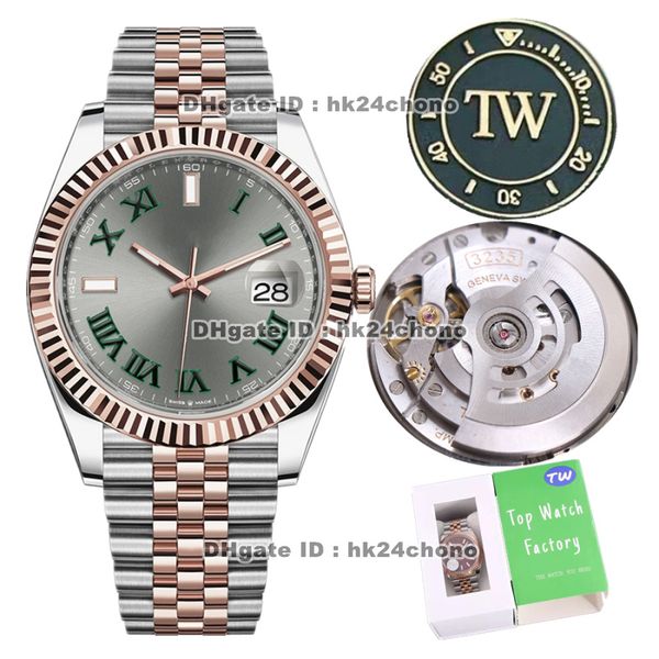 

10 styles luxury watches 126331 tw 41mm 904l stainless steel cal.3235 automatic mens watch sapphire crystal gray dial rose gold two-tone bra, Slivery;brown