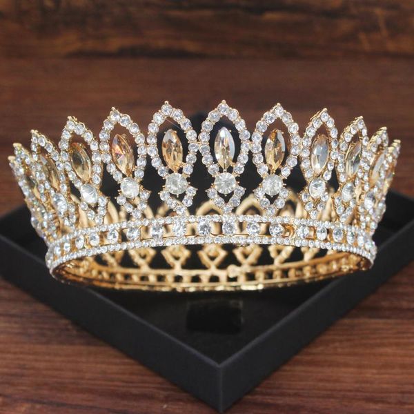 

hair clips & barrettes crystal bridal tiaras and crowns for women girl baroque queen diadem bride pageant headpiece wedding jewelry accessor, Golden;silver