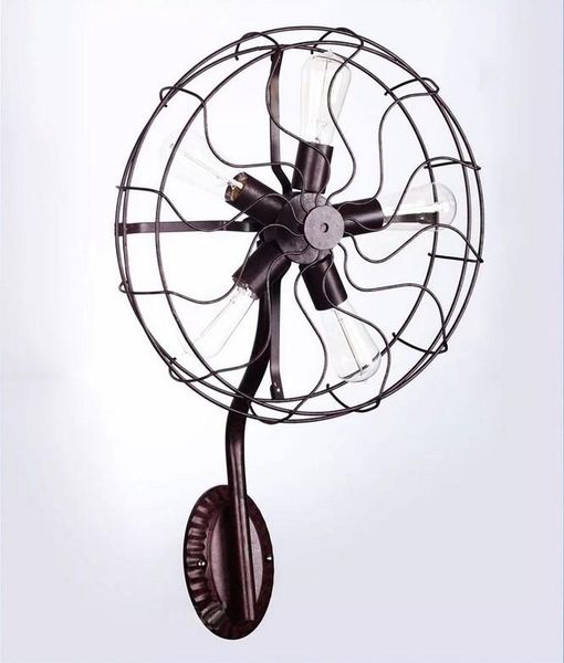 

wall lamp vintage industrial rusty metal fan retro loft lighting fixture