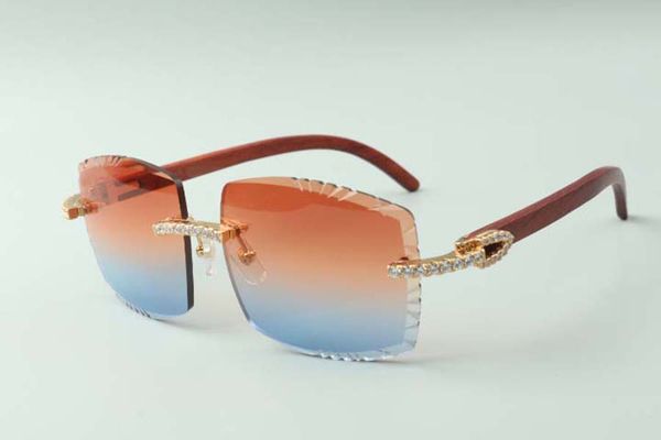

2021 designers endless diamonds sunglasses 3524022, cutting lens natural original wooden glasses, size: 58-18-135mm, White;black