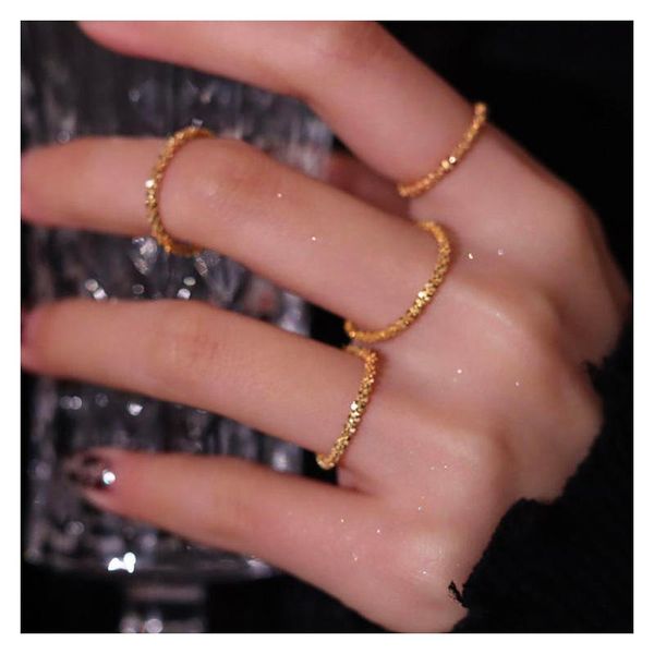 

wedding rings super shiny fashion personality sparkling ring female simple and exquisite light luxury titanium steel finger never fade, Slivery;golden