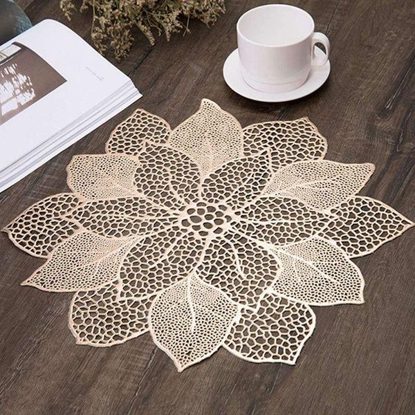 

mats & pads hollow flower shaped mug placemat for kitchen dining table pvc mat decorative pad coasters home decor