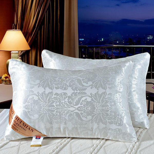 

pillow 2pcs satin silk el sleeping pillows for bedding soft luxury filling washable neck zipper almohada