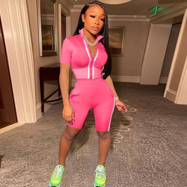 

women's tracksuits color block patchwork two piece shorts set tracksuit bandage workout crop bodycon biker activewear outfits, Gray