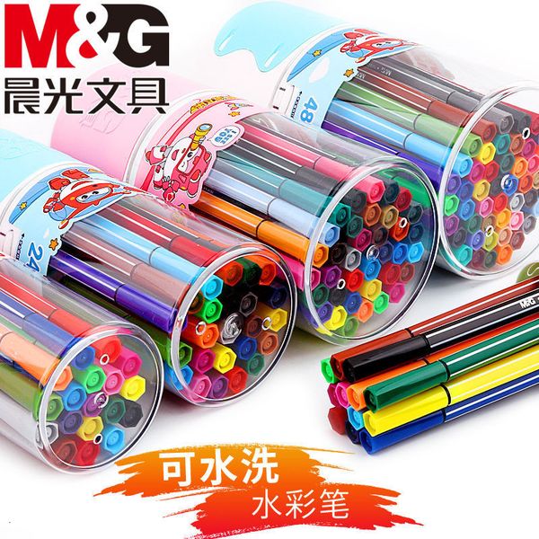 

painting pens children's water washable kindergarten 12 18 24 36 / 48 tube painting color pen, Black;red