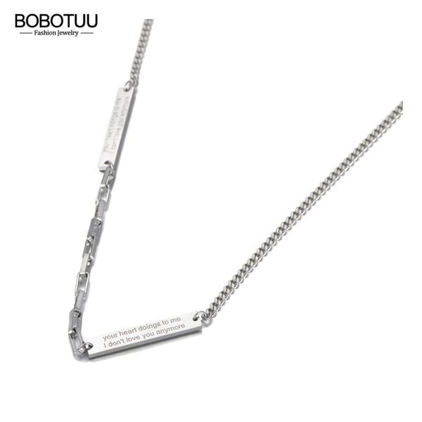 

chains bobotuu neo-gothic punk style charm pendant necklaces for women girls fashion stainless steel link chain necklace bn20215, Silver
