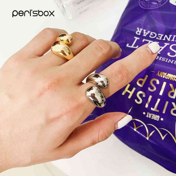 Peri'sBox Gold-Statement für Damen, großer großer offener Finger, klobige Kuppel, breiter Ringschmuck