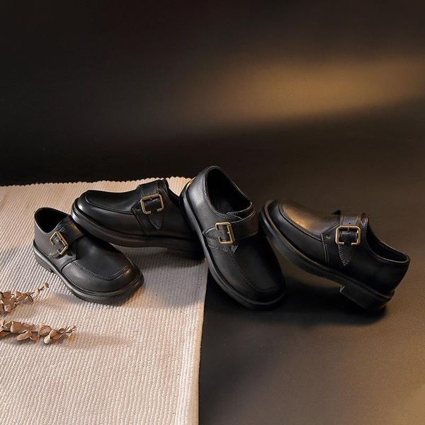 

flat shoes autumn winter plush warm comfortable children flats hook loop boys leather soft casual black school, Black;grey