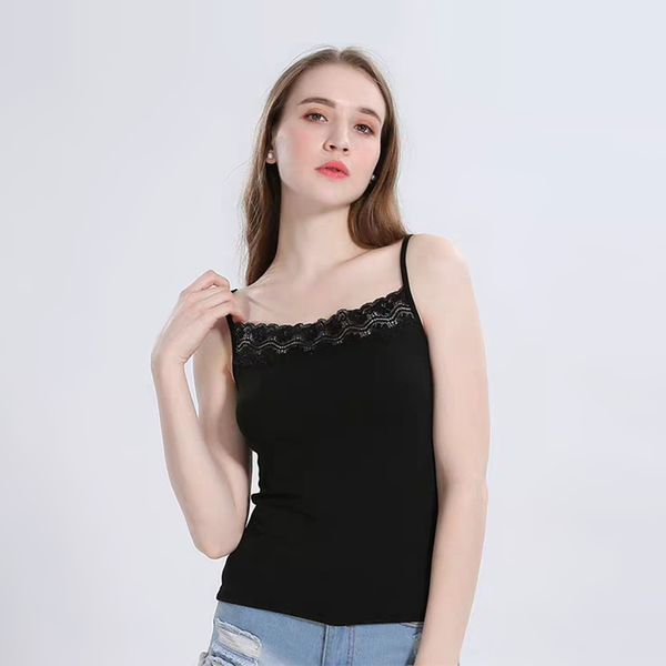 

women's tanks & camis basic fitness running cotton spaghetti strap elastic white black camisole beach sun tank lace base wholesale