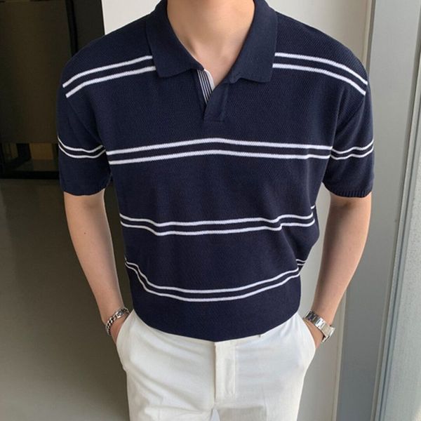 

Large blue men s street polo shirt, high quality, comfortable, classic fashion, daily travel, work party, White;black