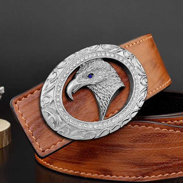 

factory outlet luxury brand belt zodiac sheep head belt men's leather high-end korean fashion young people's personalized trouser, Black;brown