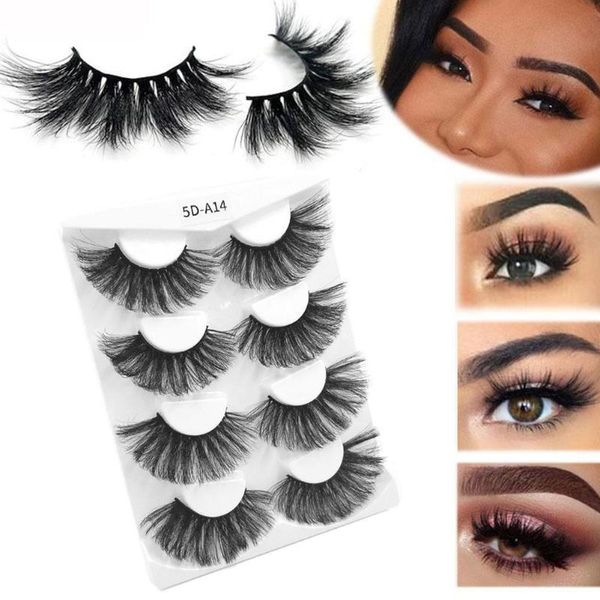 

false eyelashes 4 pairs mink 25mm lashes fluffy messy 3d wholesale, 5 natural long thick extension