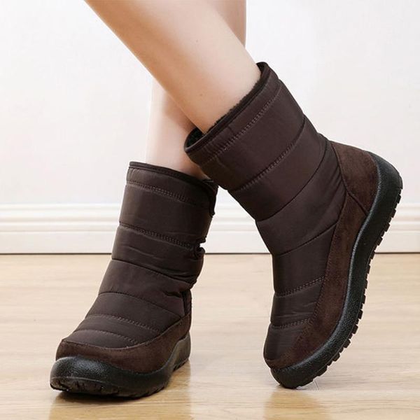 

boots female shoes waterproof comfortable side zipper goth women snow winter casual non-slip ladies ankle plush furry warm, Black