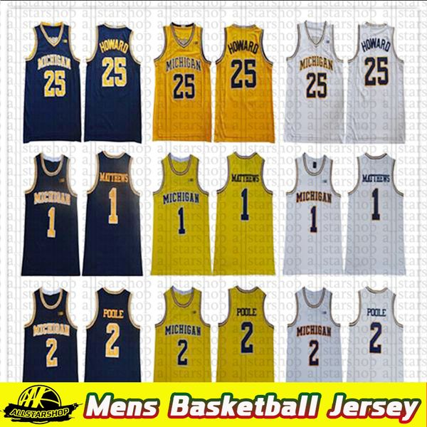 

men ncaa michigan wolverines 5 jalen rose jersey chris webber 4 juwan howard 25 1 charles matthews 2 jorda poole college basketball yellow, Black;red