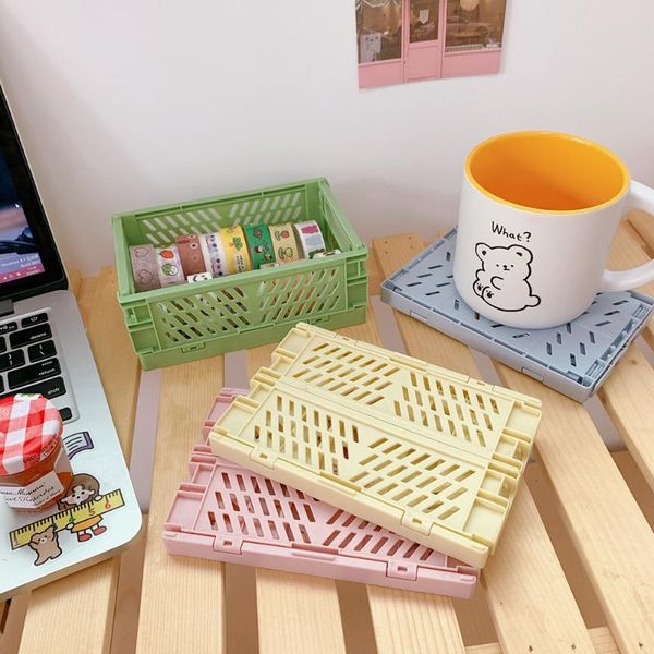 

collapsible crate plastic folding storage box basket utility cosmetic container deskholder home use bags