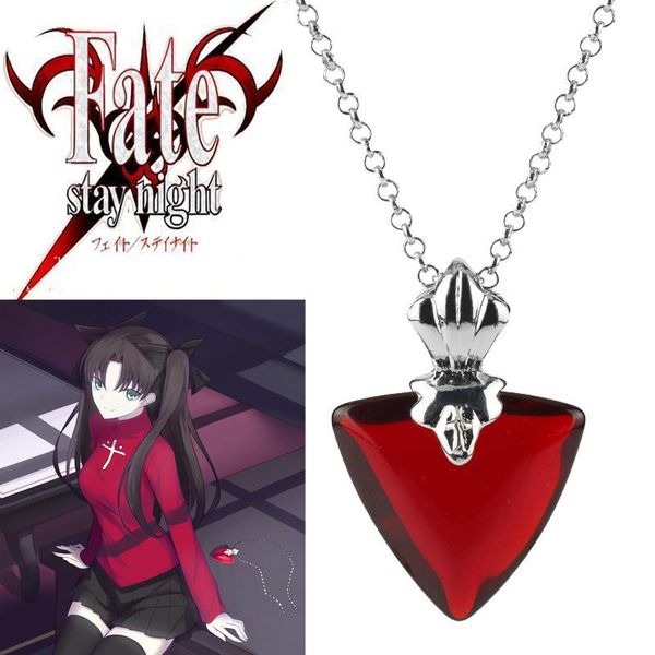 

pendant necklaces japanese cartoon fate/stay night necklace rin red heart shape choker jewelry tohsaka figure cosplay gifts, Silver