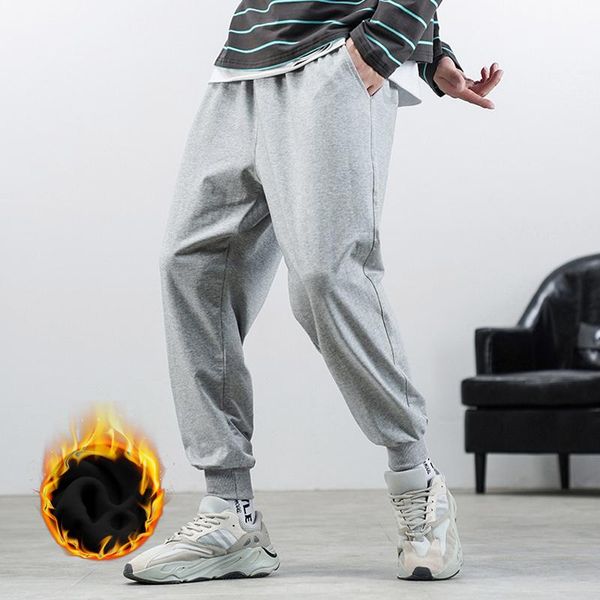 

men's pant winter thicken sweatpants plus velvet padded trousers pure cotton large size warm pants sports jogges 5xl, Black