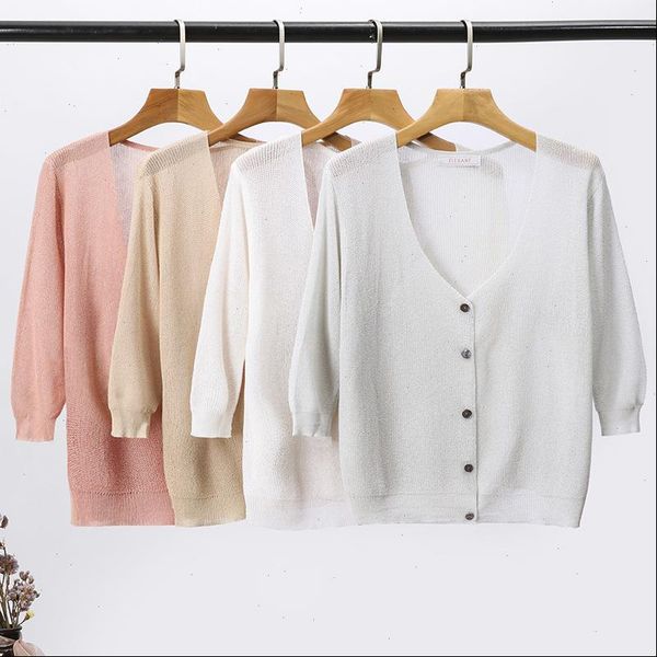 

womens sweater summer cardigan women thin sweaters outside knitted pink white gray v neck  oversized hollow, White;black
