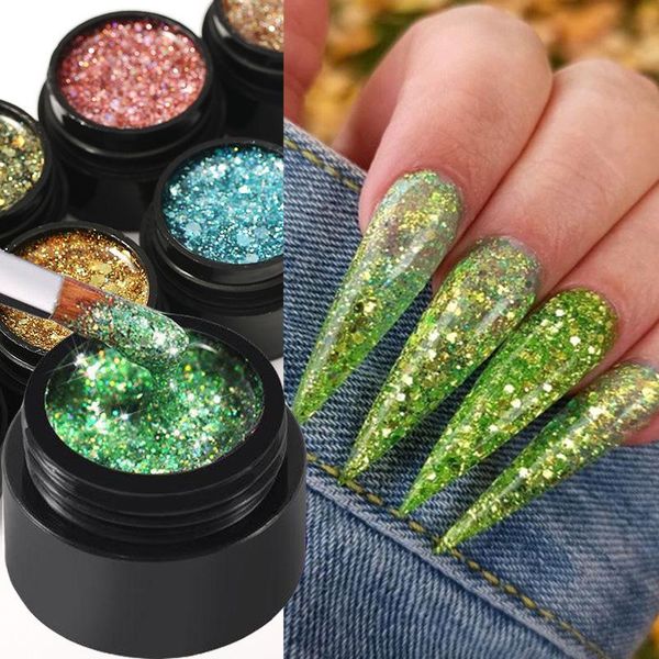 

nail gel 5ml glitter diamond polish shining platinum paint varnish semi permanent hybrid art led, Red;pink