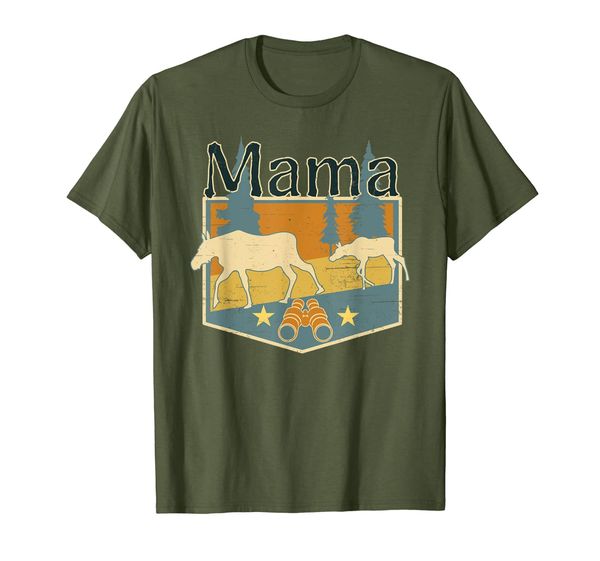 

Mama Moose Shirt for Women Forest Hiking Badge Retro Style, Mainly pictures