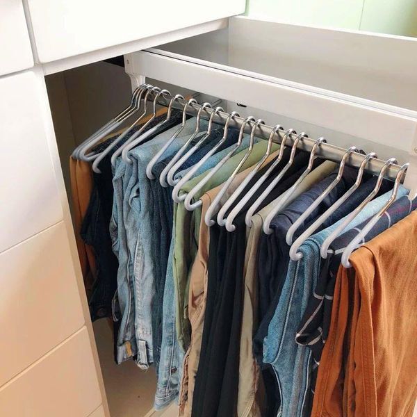 

hangers & racks extendable closet hanger pull-out valet rod adjustable wardrobe clothing rail mount rack heavy duty ow
