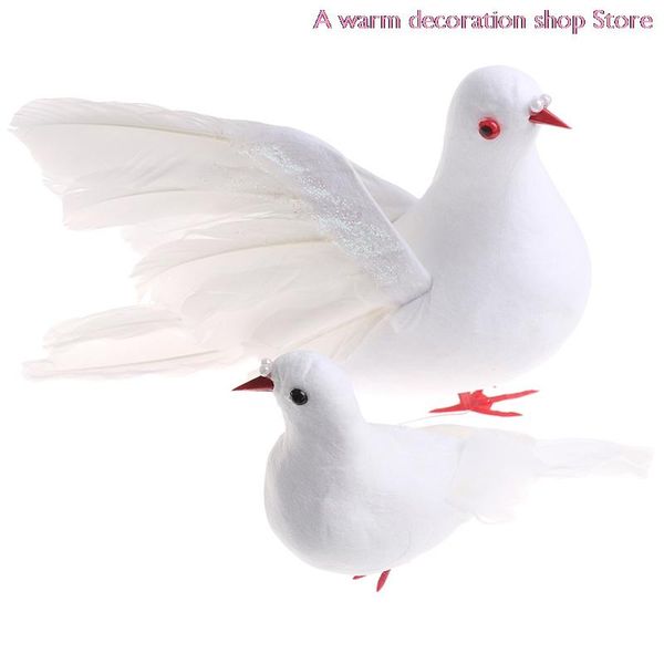 

decorative objects & figurines fake doves white artificial foam feather wedding ornament home craft table decor bird toy