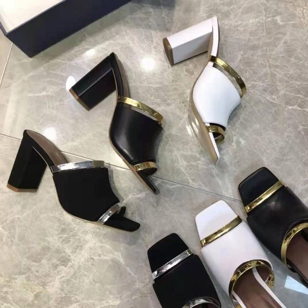 

70% off wholesale sandals flip-flops vallu summer square head fish mouth leather stitching fashion all-match outdoor casual street shooting, Black