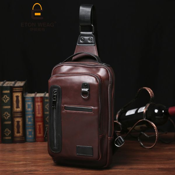 

pockets fashion crazy horse skin big chest bag for men