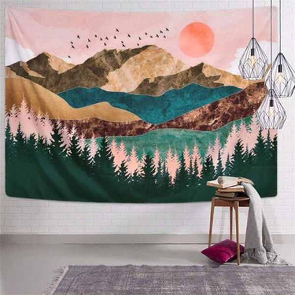 

tapestries camping wall tapestry oil sunrise pattern beach hanging mandala sleeping mountain blanket carpet mat travel yoga painting pad