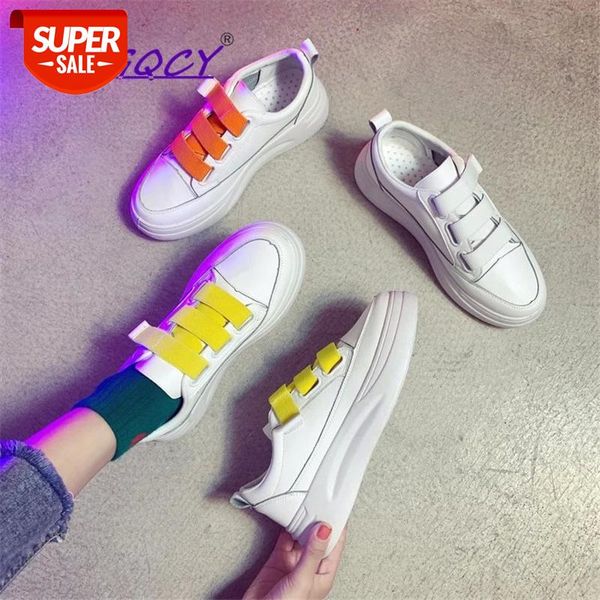 

hook loop lace-up platform sneakers women 2019 spring autumn shoes fashion white leather comfortable female #uf1z