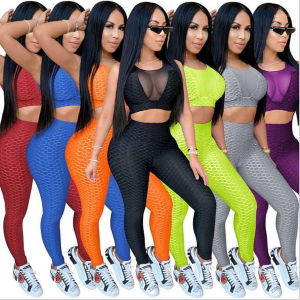 

women's tracksuits women tracksuit two pieces set crop long booty pants 2 elastic sports suits skinny ladies outdoor sportswear, Gray