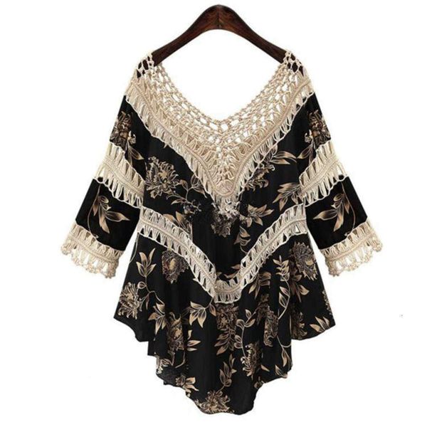 

korean casual dresses beach fashion versatile v-neck cut out patchwork drs, Black;gray
