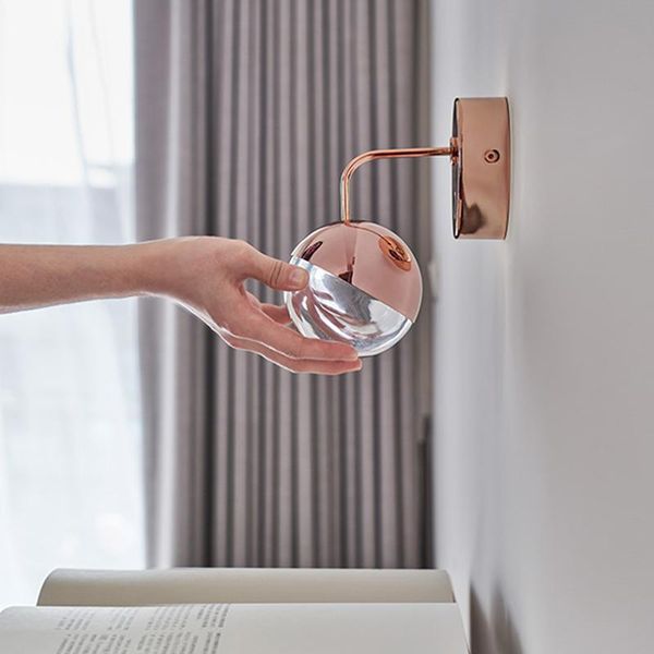 

novelty acrylic ball wall lamp designer gold light for dining room children bedroom g4 led sconce passage porch lights