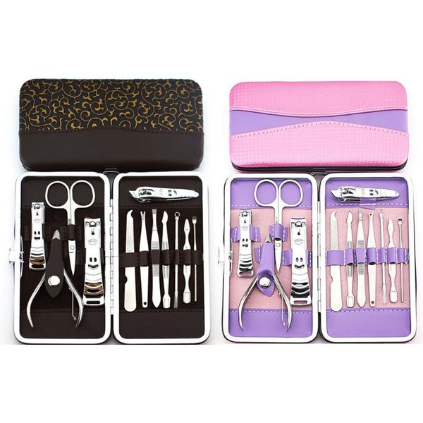 

12pcs manicure nail clippers set professional scissors pedicure stainless steel household portable art kits