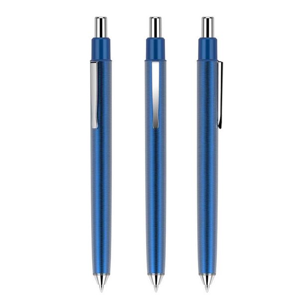 

ballpoint pens 500 pcs/lot aluminium ball pen click action gift with laser logo for promotion, Blue;orange