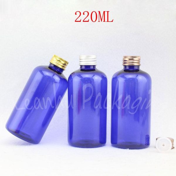 

storage bottles & jars 220ml blue plastic bottle aluminum cap , 200cc toner / water lotion packaging empty cosmetic container ( 24 pc/lot )