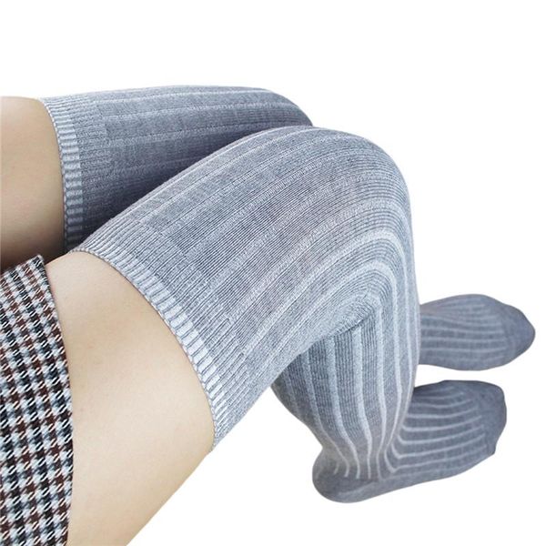 

socks & hosiery women knitted stockings casual cotton thigh high over knee girls womens female long sock japanese, Black;white