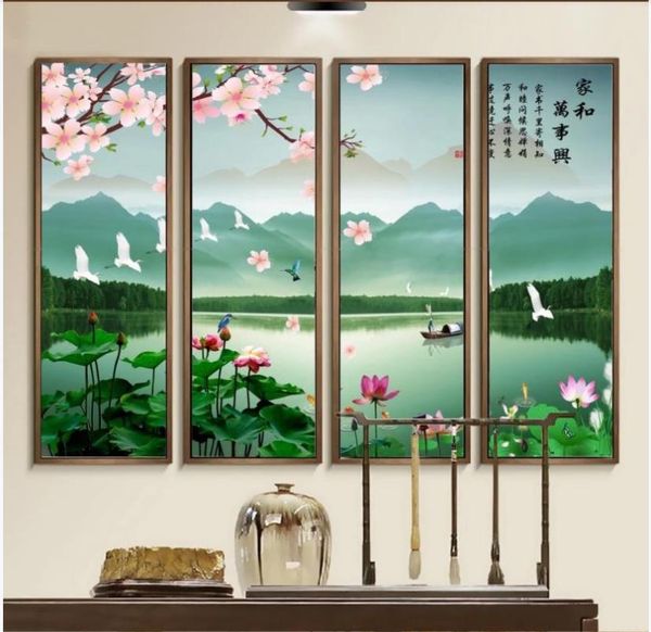 

wallpapers custom po murals for walls 3 d hd idyllic scenery lotus mural tv background wall decoration painting papers