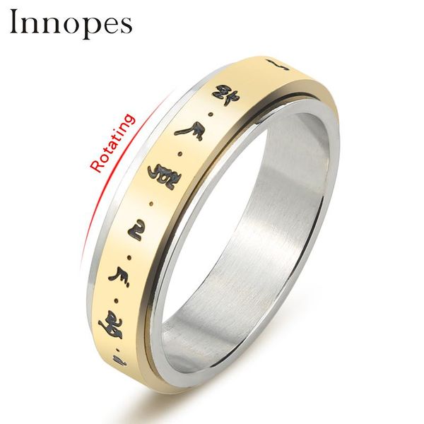 

wedding rings innopes mens women stainless steel chinese style taoist lucky prayer ring fashion jewelry gift accessories, Slivery;golden
