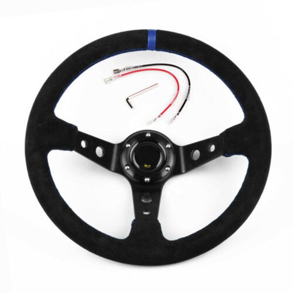 

steering wheel 14inch 350mm car sport racing type suede leather